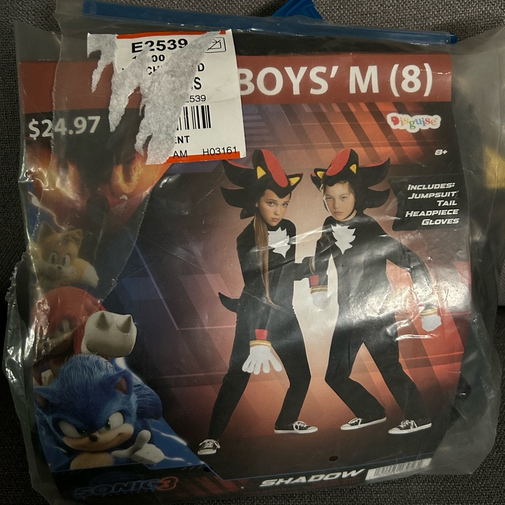 Sonic the hedgehog - Shadow Costume with Jumpsuit, headpiece, gloves and tail